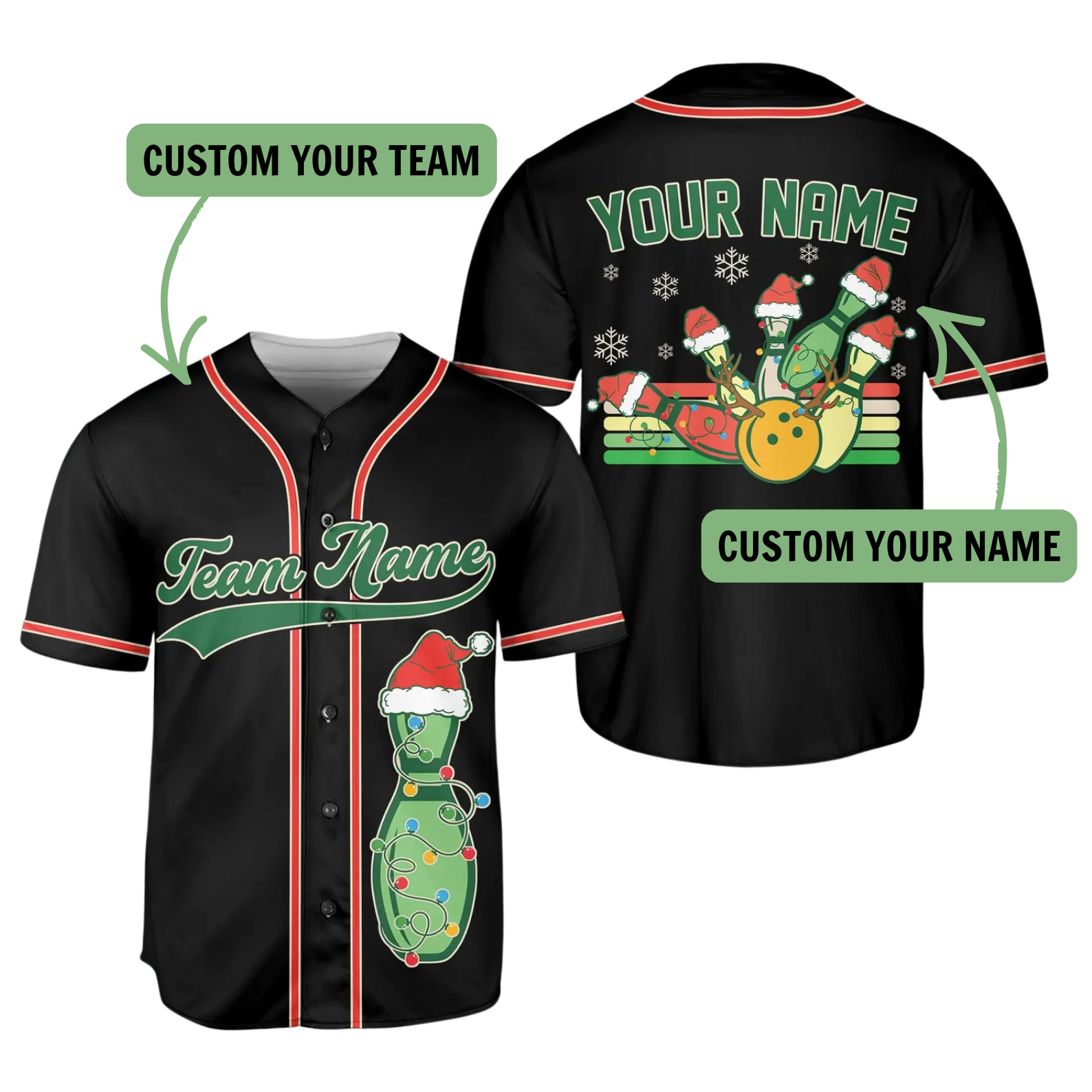 Christmas-Bowling-Custom-Team-Name---Strike-Night-Baseball-Jersey Christmas-Bowling-Custom-Team-Name---Strike-Night-Baseball-Jersey
