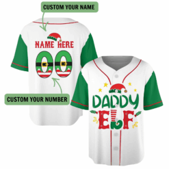 Daddy-Elf-Custom-Name-&-Number---Christmas-Eyes-Baseball-Jersey