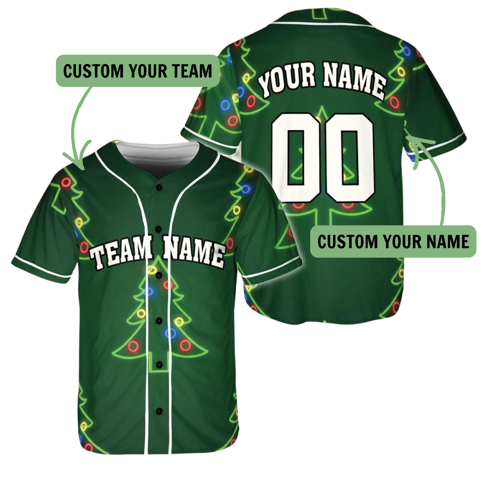 Neon-Christmas-Tree-Custom-Team-Name---Holiday-Lights-Baseball-Jersey Neon-Christmas-Tree-Custom-Team-Name---Holiday-Lights-Baseball-Jersey